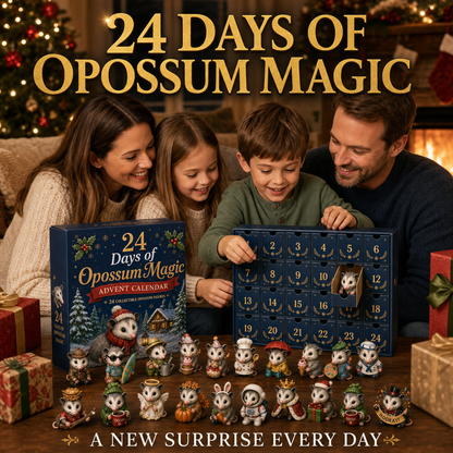 24 Day Christmas Opossum Advent Calendar, 24 Collectible Opossum Holiday Surprises Countdown Decor