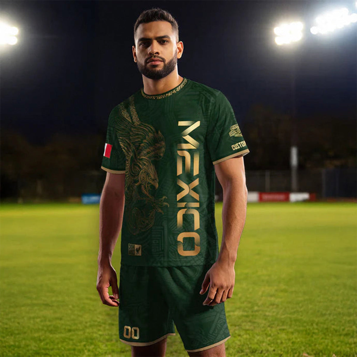 Men's Mexican Aztec Soccer Print Casual Tee