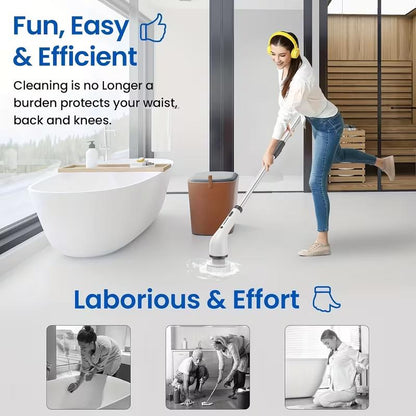 Electric Spin Scrubber Kit, Cordless Waterproof Power Cleaning Brush, Multi Replaceable Brush Heads for Bathroom, Tile