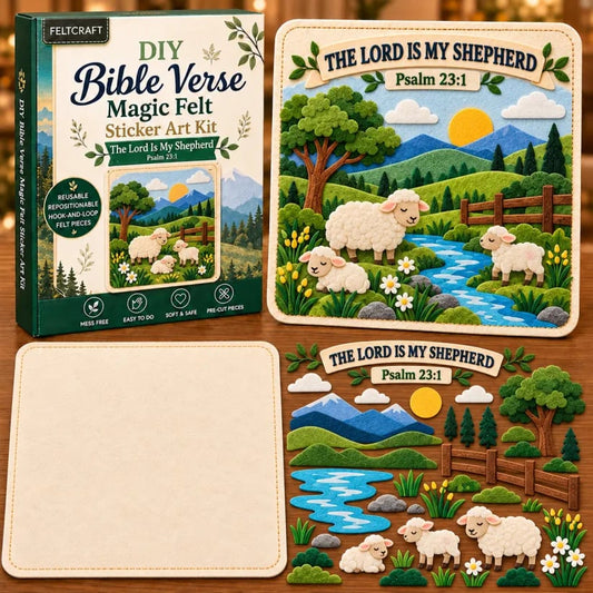 Bible Verse Magic Felt Sticker Art DIY Kit 6 Faith-Inspired Designs