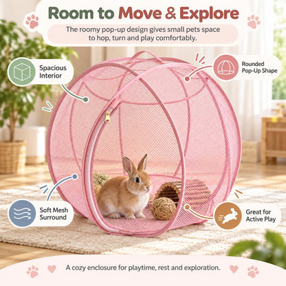 Portable Pet Playpen for Cats, Rabbits & Small Pets | Breathable Mesh