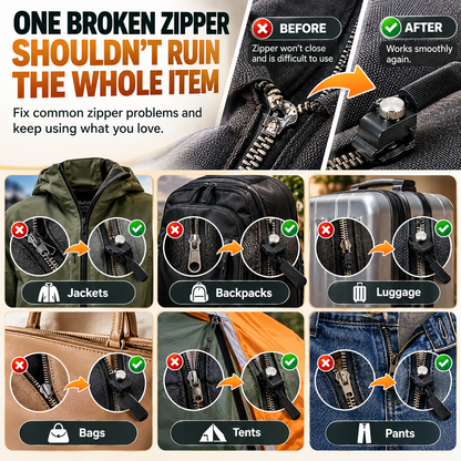 Replacement Zipper Slider Kit 30-Piece No-Sew Zipper Fix Set for Jackets, Tents, Pants & Bags