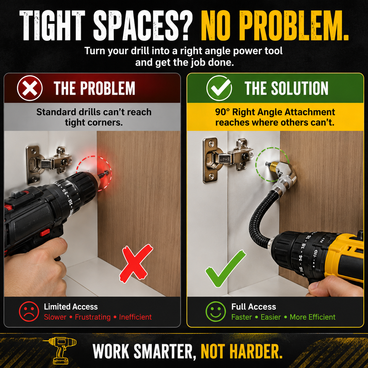 Flexible 90 Right Angle Drill Attachment Tight Space Driver Adapter