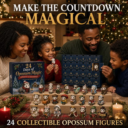 24 Day Christmas Opossum Advent Calendar, 24 Collectible Opossum Holiday Surprises Countdown Decor