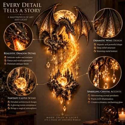 Dragonfire Moonlight Wall Lamp | Enchanted Fantasy Castle Decor