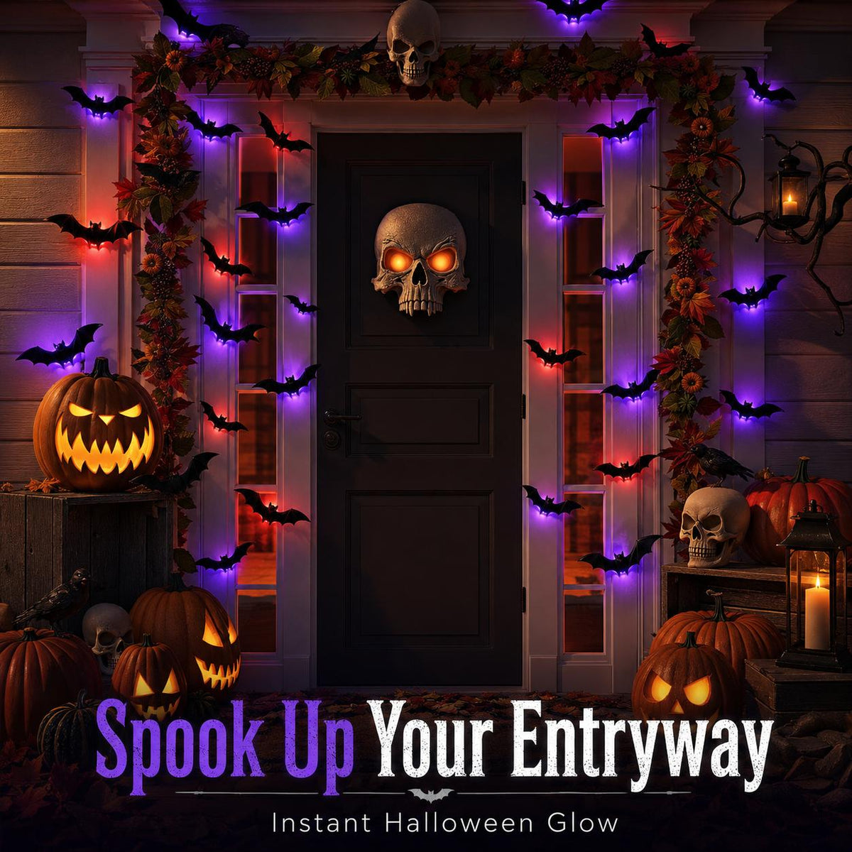 3D Bat Light LED Halloween Decoration, Flexible Wall Sticker, Easy to Install, Suitable for Home, Parties