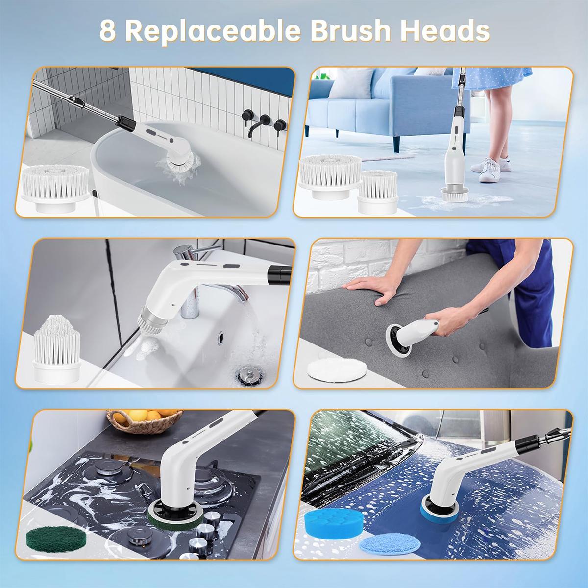 Electric Spin Scrubber Kit, Cordless Waterproof Power Cleaning Brush, Multi Replaceable Brush Heads for Bathroom, Tile