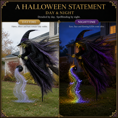 Halloween Flying Witch Magic Flow Solar Light