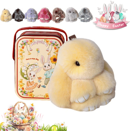 Easter Cute Bunny Plush Keychain - Iron Box Gift Option, Easter Sweet Surprise