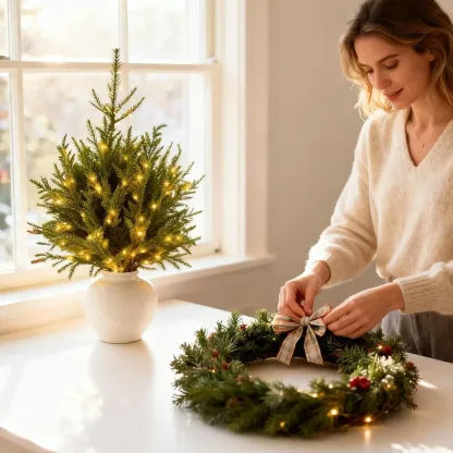 Lighted Norfolk Pine Branches DIY Holiday Greenery Set