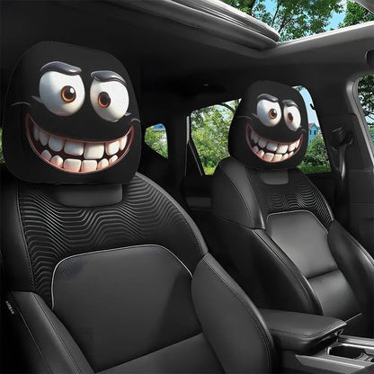 Funny Cartoon Car Headrest Covers 2PCS Universal Fit