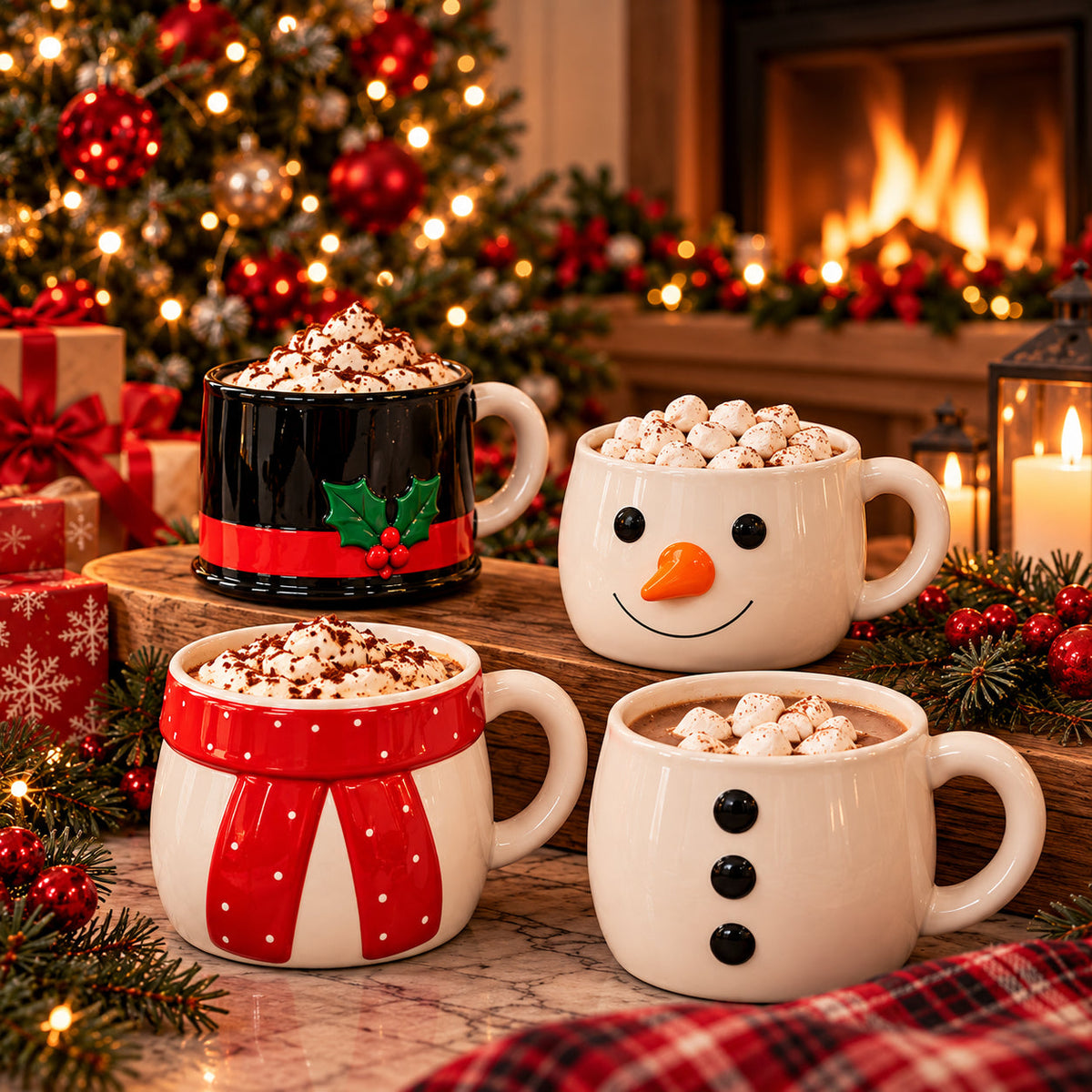 MugMates Christmas Mug Set Sip & Stack