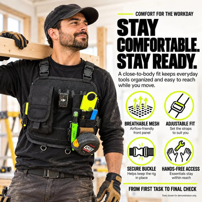 Hands-Free Multi-Pocket Chest Tool Organizer Keep Every Essential Within Reach