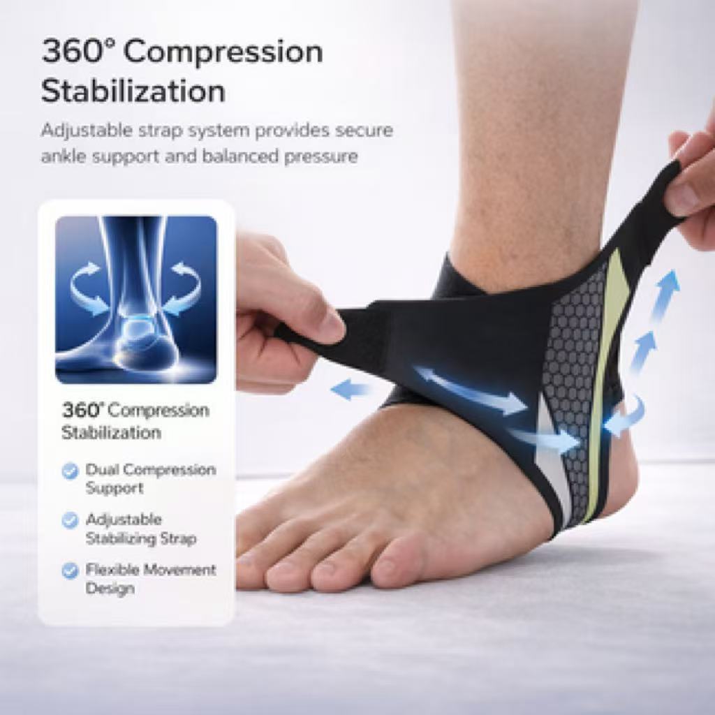 Adjustable Compression Ankle Brace – Lightweight Support for Sports & Daily Wear