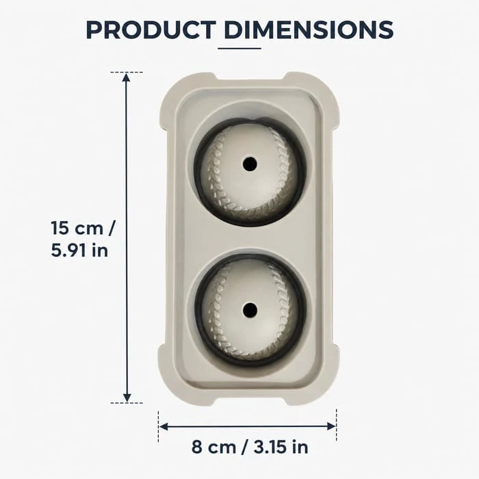 Baseball Ice Mold Slow Melting Silicone Sphere Tray for Whiskey, Cocktails & More