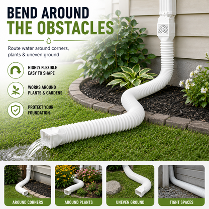 Flexible Rain Gutter Downspout Extension Kit Adjustable 22"-63" Drain Pipe with Leaf Filter for Foundation Protection