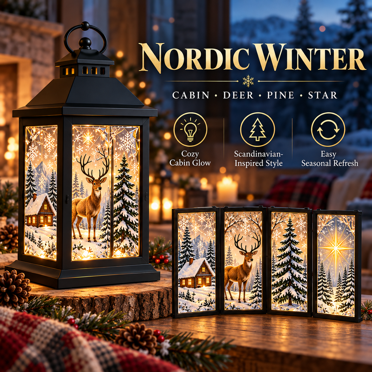 Interchangeable Crystal Lantern Light-Up Holiday D cor