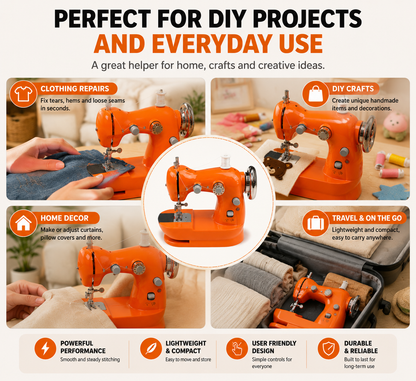 Mini Electric Sewing Machine Beginner-Friendly Portable Sewing Machine with Foot Pedal for Clothing Repair & DIY Crafts