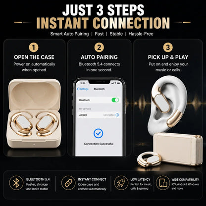 Monster AC530 Open-Ear Headset | 165H Battery, Bluetooth 6.0, Ultra Comfort Wireless Earbuds
