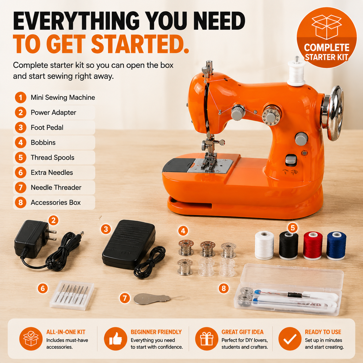 HOME DIY | Mini Electric Sewing Machine Compact Sewing Helper for Repairs, Crafts & Creative Projects