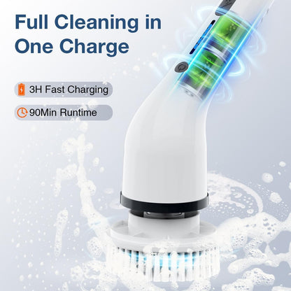 Electric Spin Scrubber Kit, Cordless Waterproof Power Cleaning Brush, Multi Replaceable Brush Heads for Bathroom, Tile