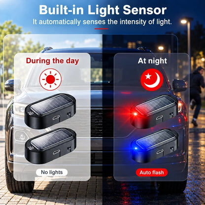 Solar-Powered Anti-Theft Car Alarm & Warning LED Light