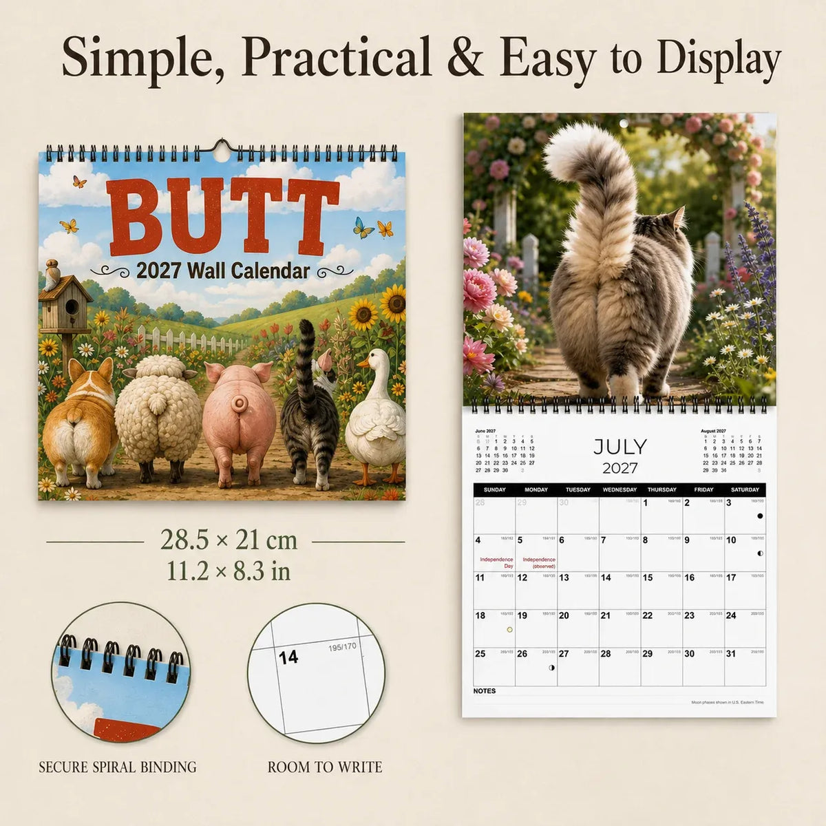BUTT Seriously 2027 Funny Animal Wall Calendar