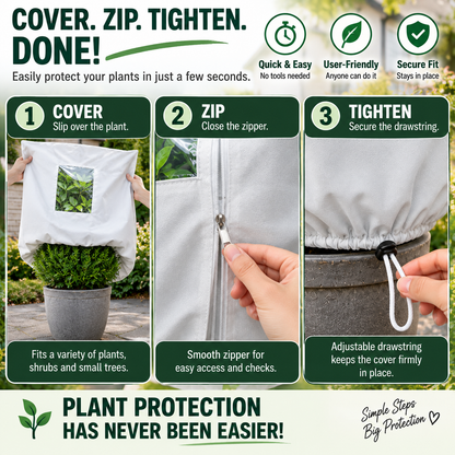 Plant Frost Protection Cover Breathable Reusable Cover for Shrubs, Pots & Young Trees