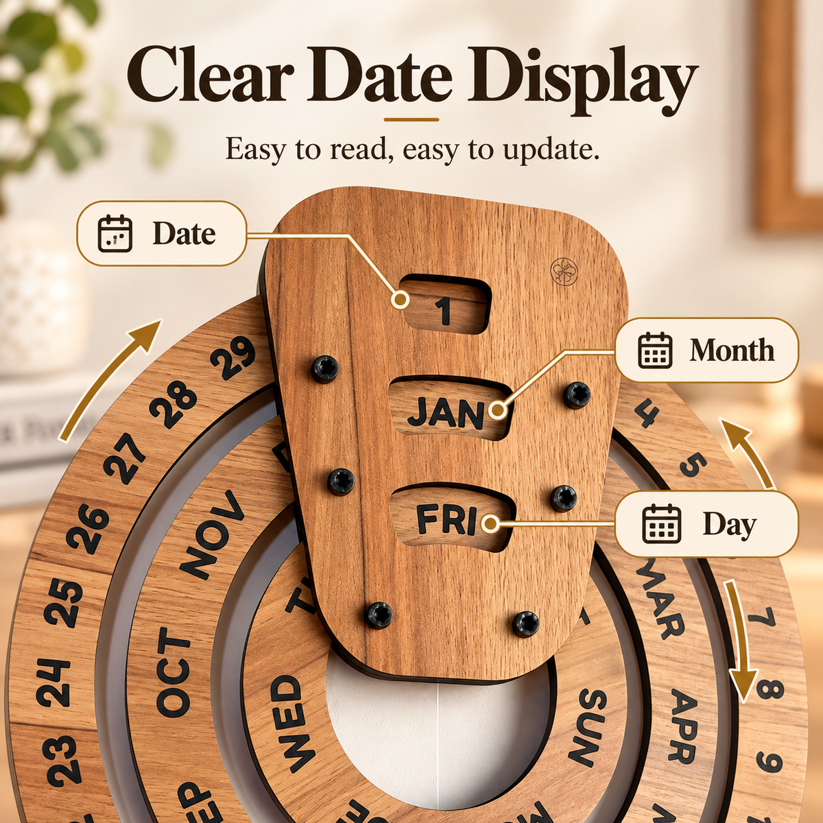 Perpetual calendar, wooden perpetual calendar