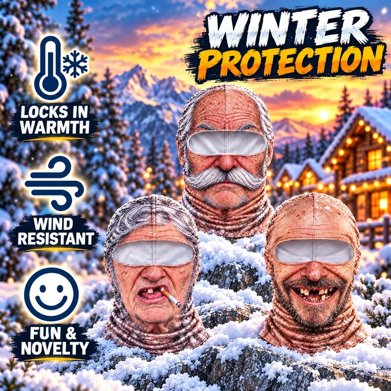 Funny Realistic Face Balaclava | Hilarious Ski & Snowboard Resort Party Mask, Winter Slopes Group Gear