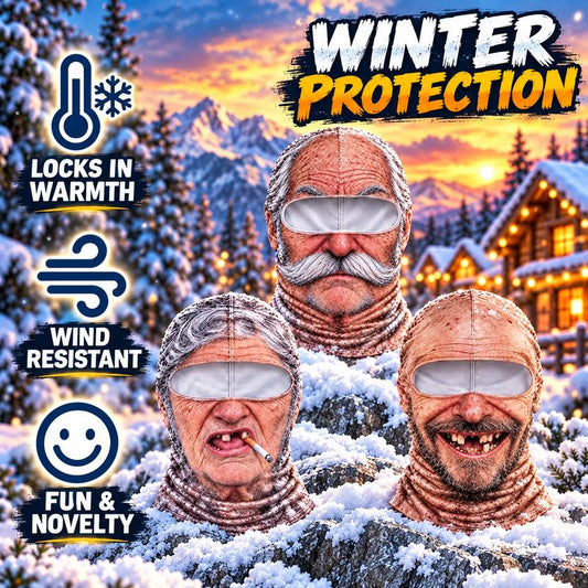 Funny Realistic Face Balaclava | Hilarious Ski & Snowboard Resort Party Mask, Winter Slopes Group Gear
