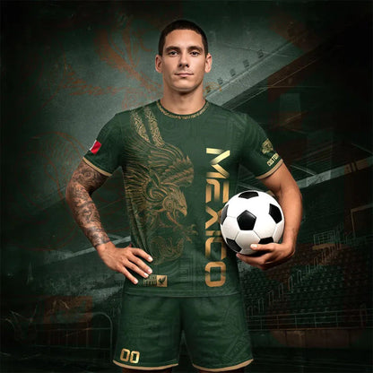 Men's Mexican Aztec Soccer Print Casual Tee