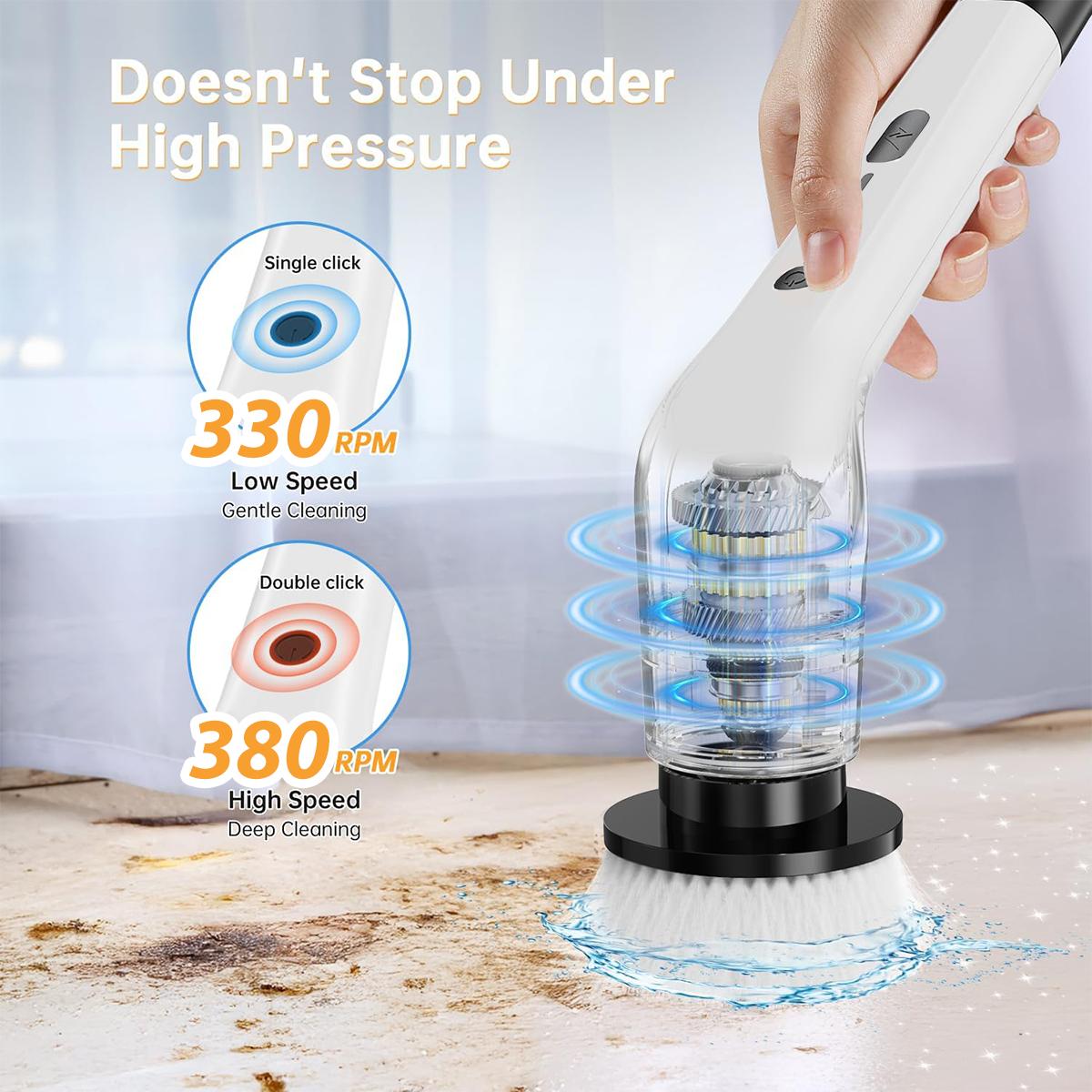 Electric Spin Scrubber Kit, Cordless Waterproof Power Cleaning Brush, Multi Replaceable Brush Heads for Bathroom, Tile