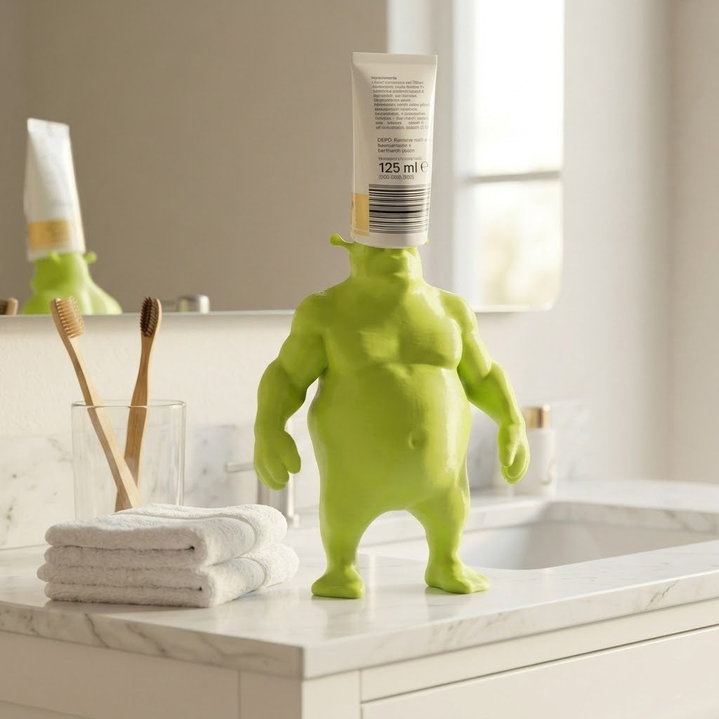 Unny Ogre Toothpaste Toppe Gag Gift & Bathroom Meme Decor