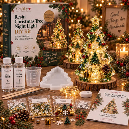 Beginner-Friendly Resin Christmas Tree Night Light DIY Kit | Complete Kit with Mold, Resin
