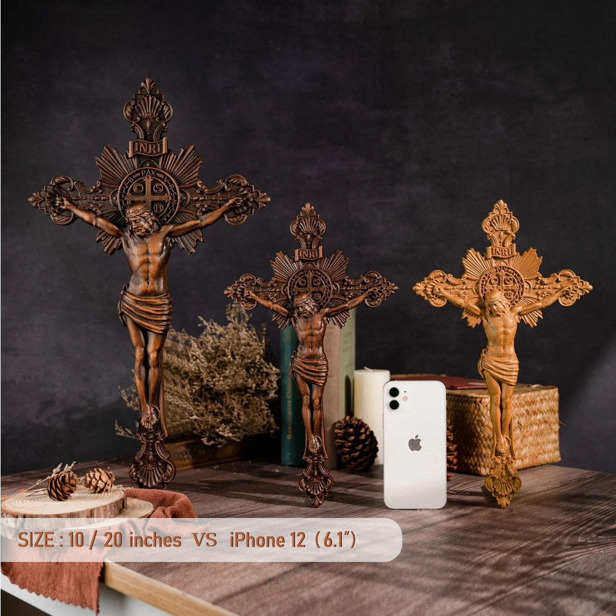 St. Benedict Exorcism Cross wood carved - Bless you and your family