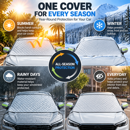 Magnetic Windshield Cover All-Season Sun, Snow & Frost Protector for Cars, SUVs & Trucks