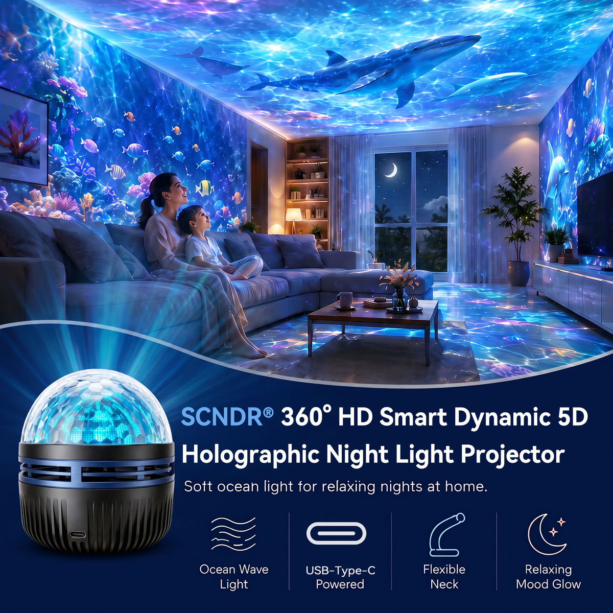 360 Smart Holographic Starry Sky Projector (HD Smart Dynamic 5D)