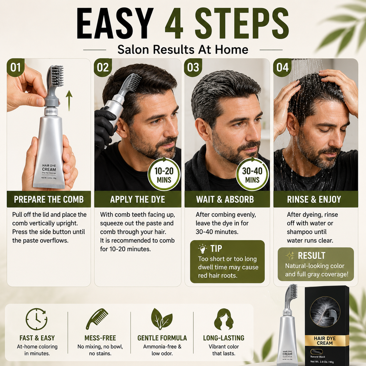 sell | Instant Gray Coverage Hair Dye Comb for Men & Women