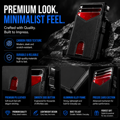 2026 RFID Blocking Minimalist Pop-Up Wallet | One-Second Card Eject Design & Ultra Slim Pocket Wallet