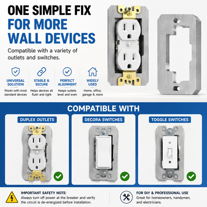 Outlet Repair Spacers Easy Fix for Loose, Crooked & Recessed Outlets