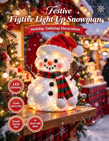 Glowing Snowman Plush | Light-Up Christmas Tabletop Decoration