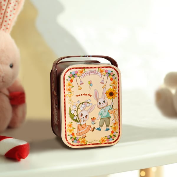 Easter Cute Bunny Plush Keychain - Iron Box Gift Option, Easter Sweet Surprise