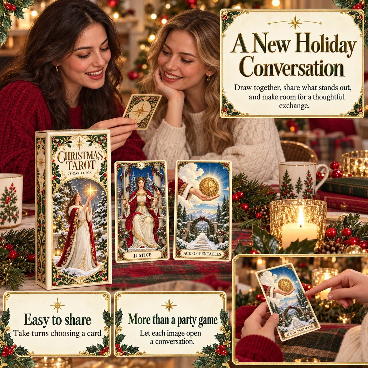 Yuletide Tarot Deck | 78 Festive Cards & A Guided 12-Day Holiday Ritual