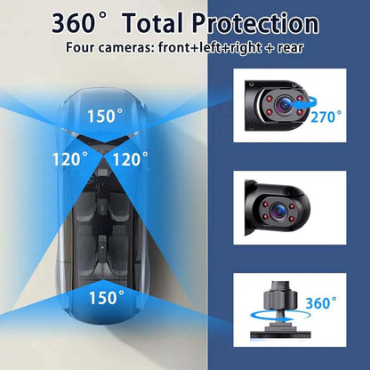 4K 360 Smart Dash Cam System Full View, Night Vision & Loop Recording