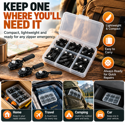 Replacement Zipper Slider Kit 30-Piece No-Sew Zipper Fix Set for Jackets, Tents, Pants & Bags