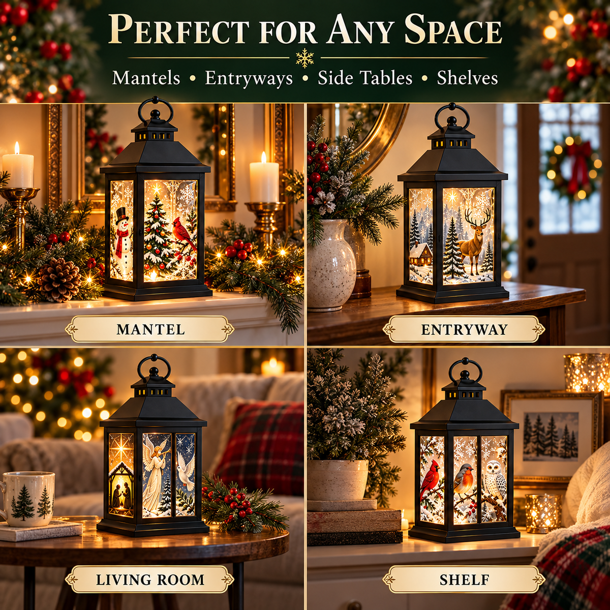Interchangeable Crystal Lantern Light-Up Holiday D cor