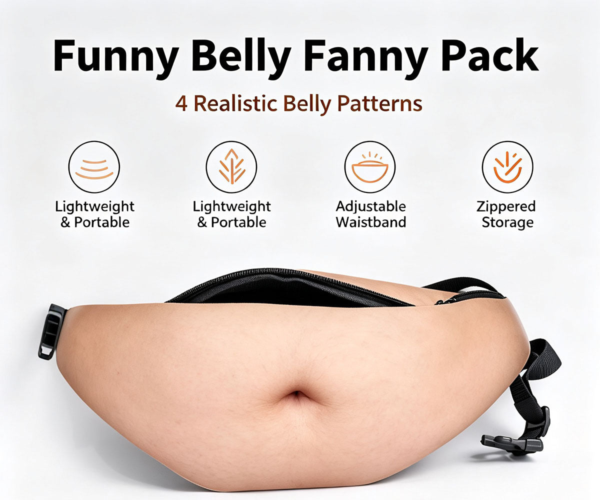 Realistic Beer Belly Fanny Pack Funny Hidden Waist Bag & Gag Gift