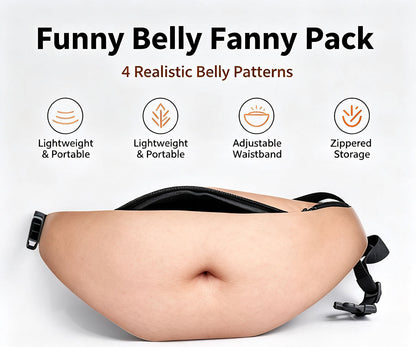 Realistic Beer Belly Fanny Pack Funny Hidden Waist Bag & Gag Gift