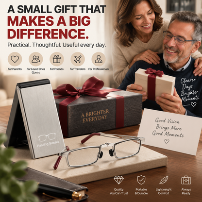 Folding Reading Glasses Ultra-Slim Portable Readers with Protective Metal Case for Everyday & Travel